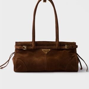 Prada Luxurious Brown Suede Shoulder Bag